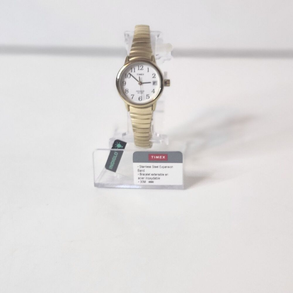 Timex T2H351, Easy Reader, Women's, Goldtone Expansion, Indiglo, Date, NEW